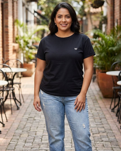 Blusa Camiseta Tela Fría Negra para Mujer - Ref DM001