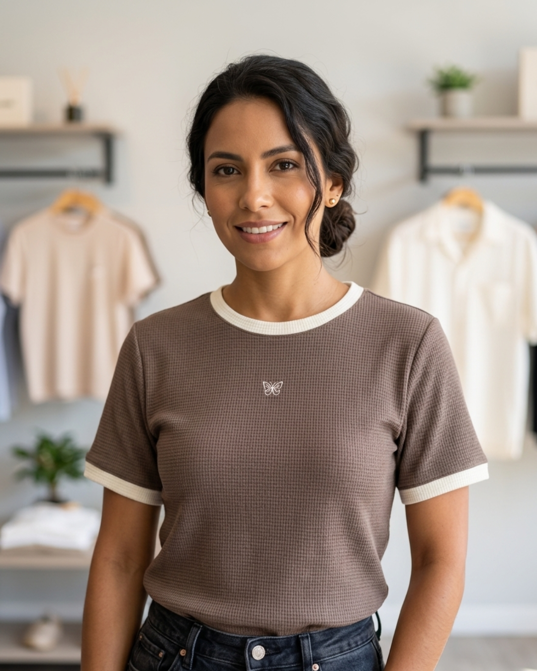 Camiseta para Mujer en Tela Texturizada Anastasia - Ref DM002 Gris