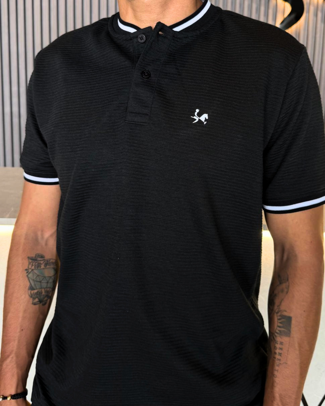 Camiseta tipo polo para Hombre Florida Ref. 1031 Negro — vista posterior — Martin's Company