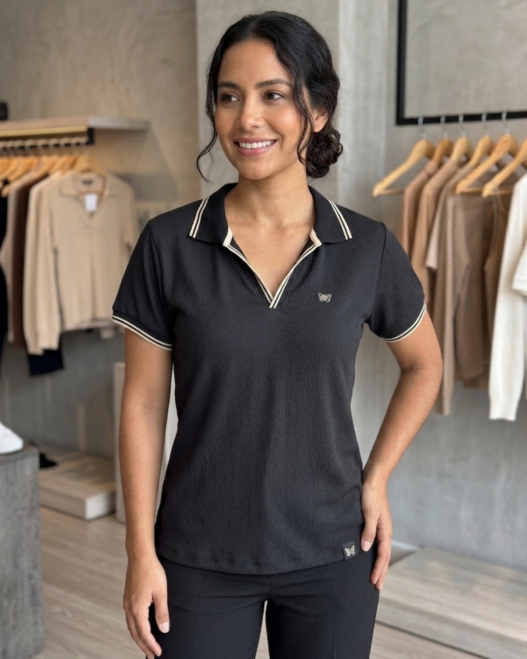 Camiseta polo para Dama Michelle Ref. Pd002 Negro