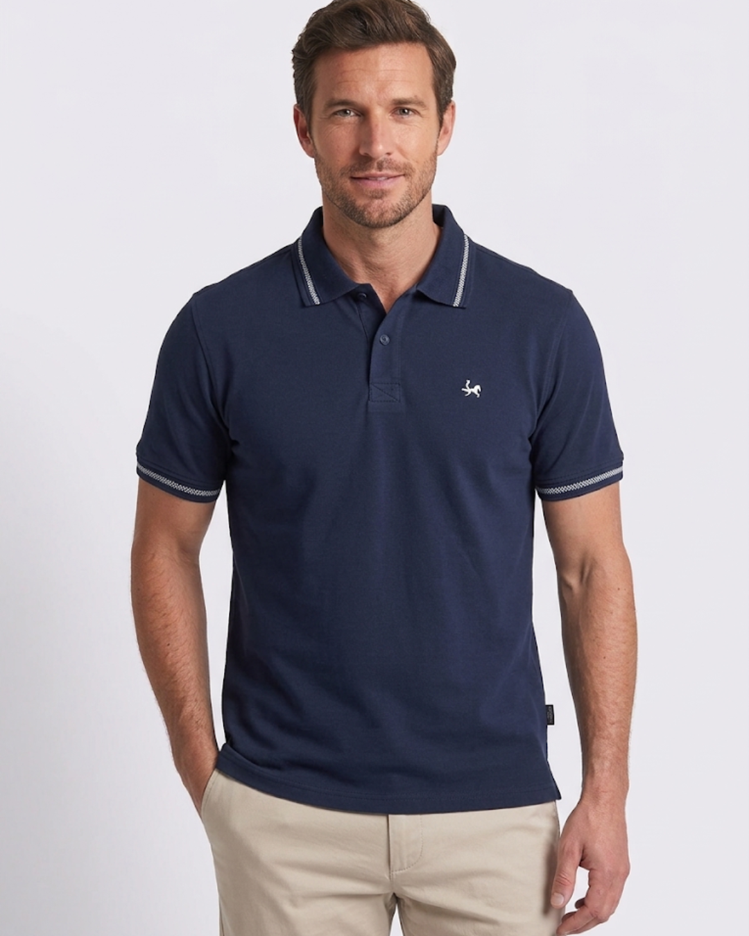 Camiseta Tipo Polo Para Hombre en Algodón Peruano | REF PL004 Azul oscuro