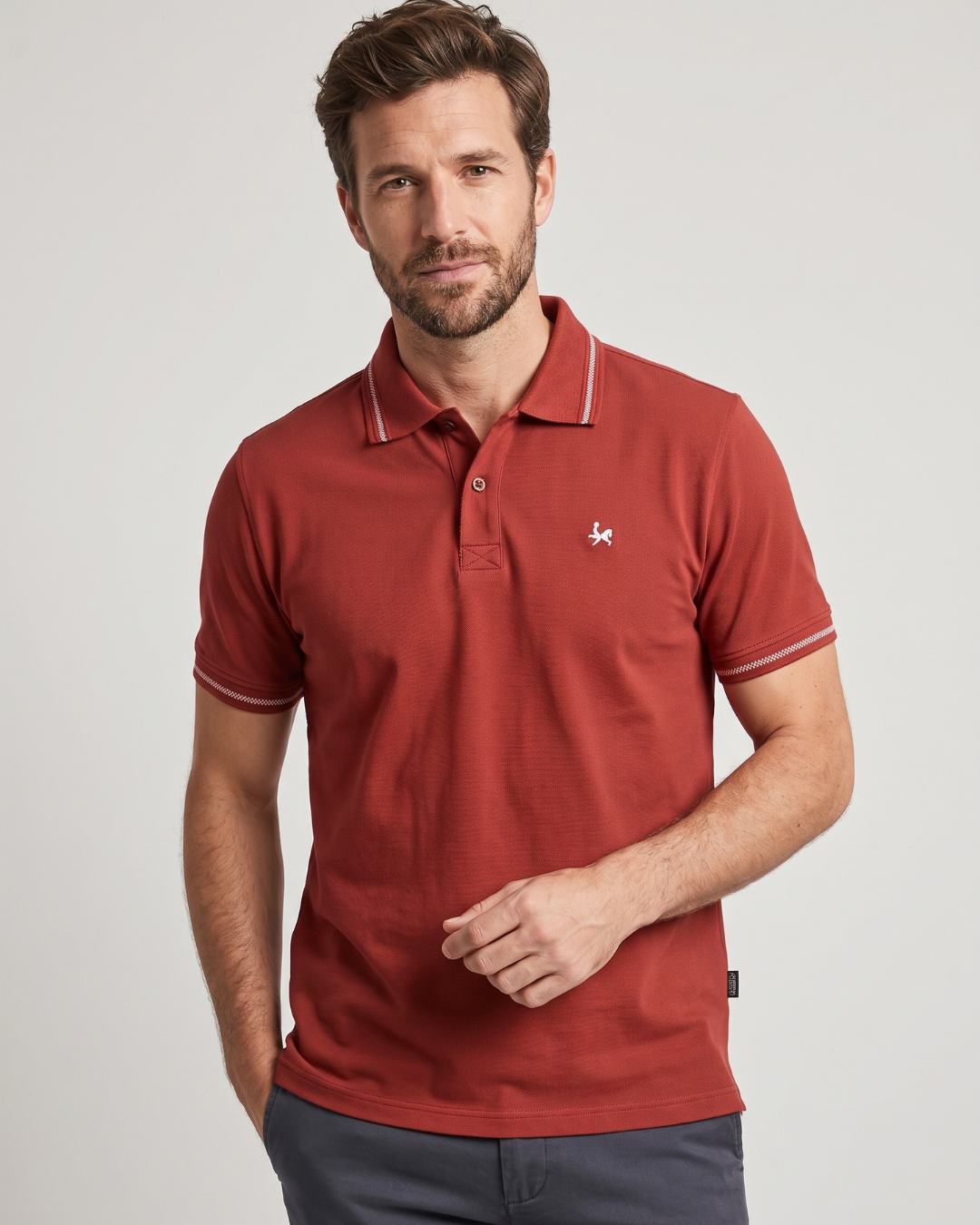 Camiseta Tipo Polo Para Hombre en Algodón Peruano | REF PL004 Terracota