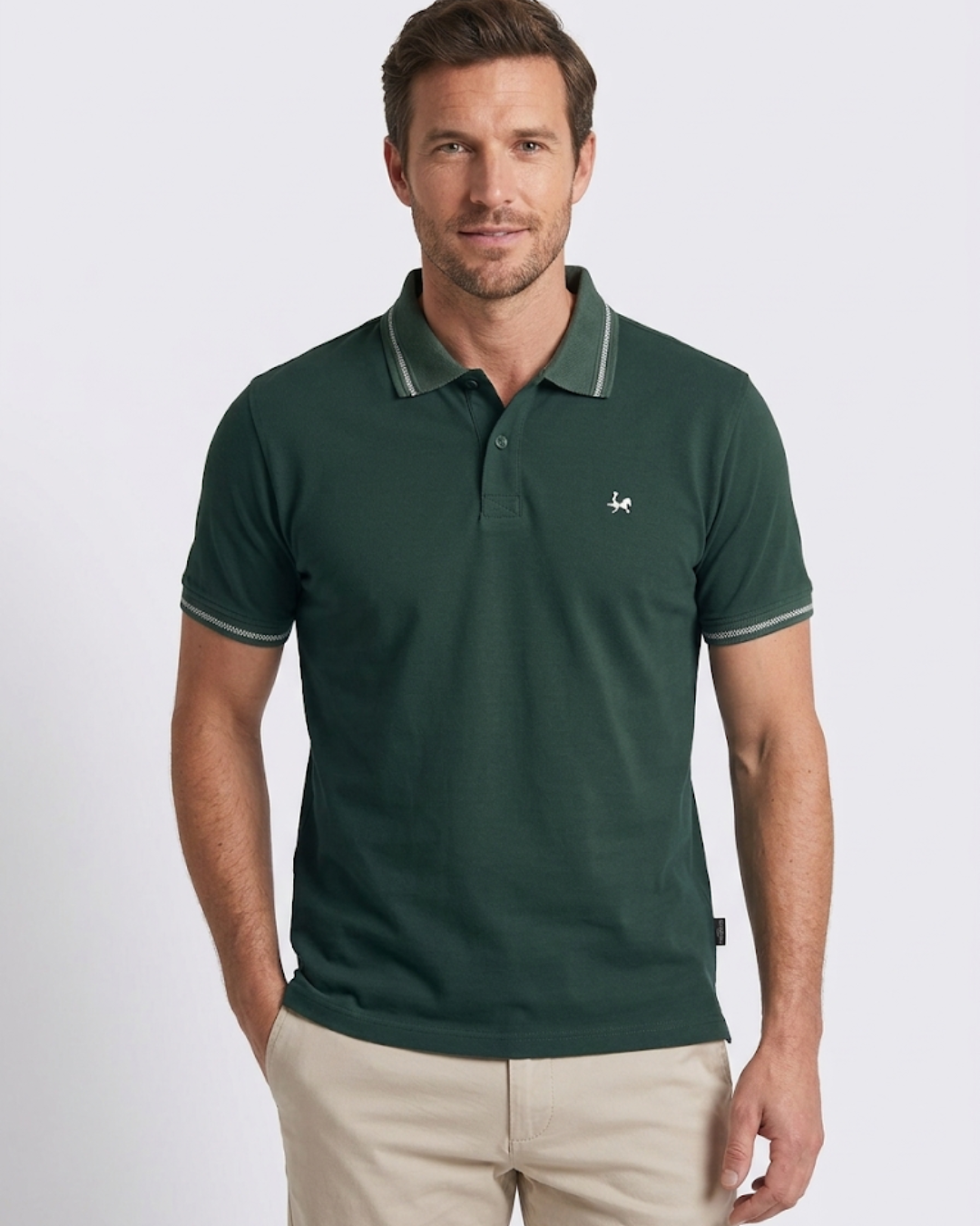 Camiseta Tipo Polo Para Hombre en Algodón Peruano | REF PL004 Verde Militar