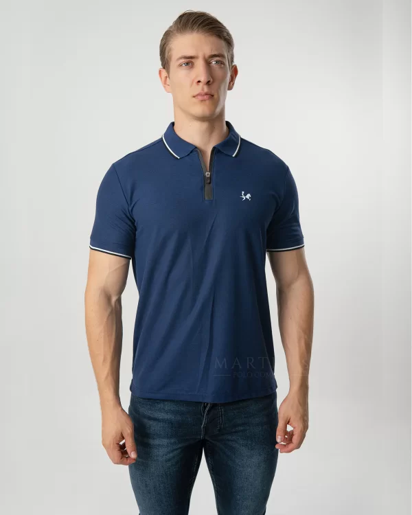 Camiseta Polo Clásica con Cierre para Hombre Ref. 1006 – Azul Oscuro