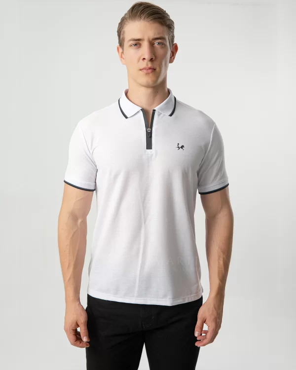 Camiseta Polo Clásica con Cierre para Hombre Ref. 1006 – Blanco