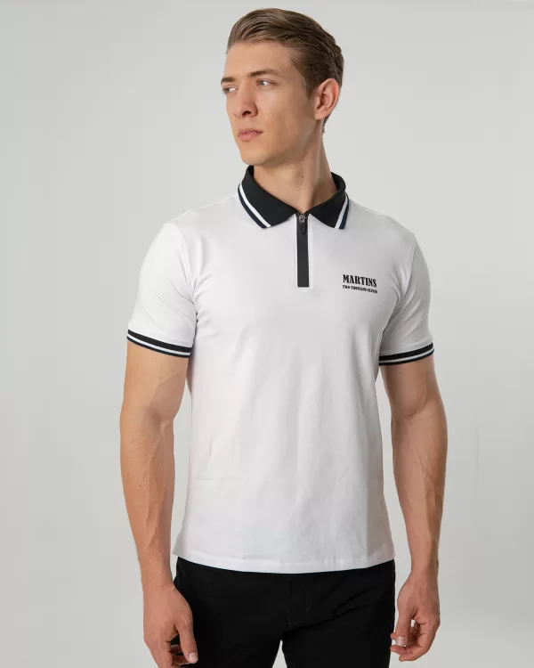 Camiseta Polo Tela Fría con Cierre para Hombre Ref. 1017 – Blanco