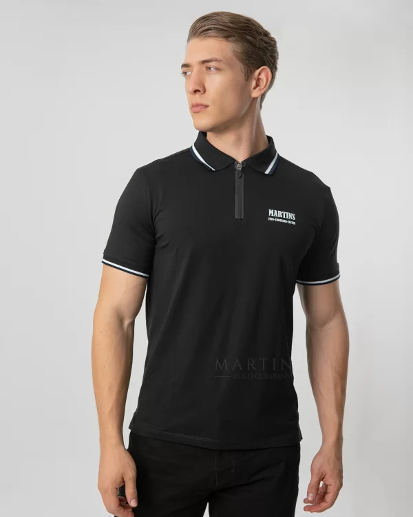 Camiseta Polo Tela Fría con Cierre para Hombre Ref. 1017 – Negro